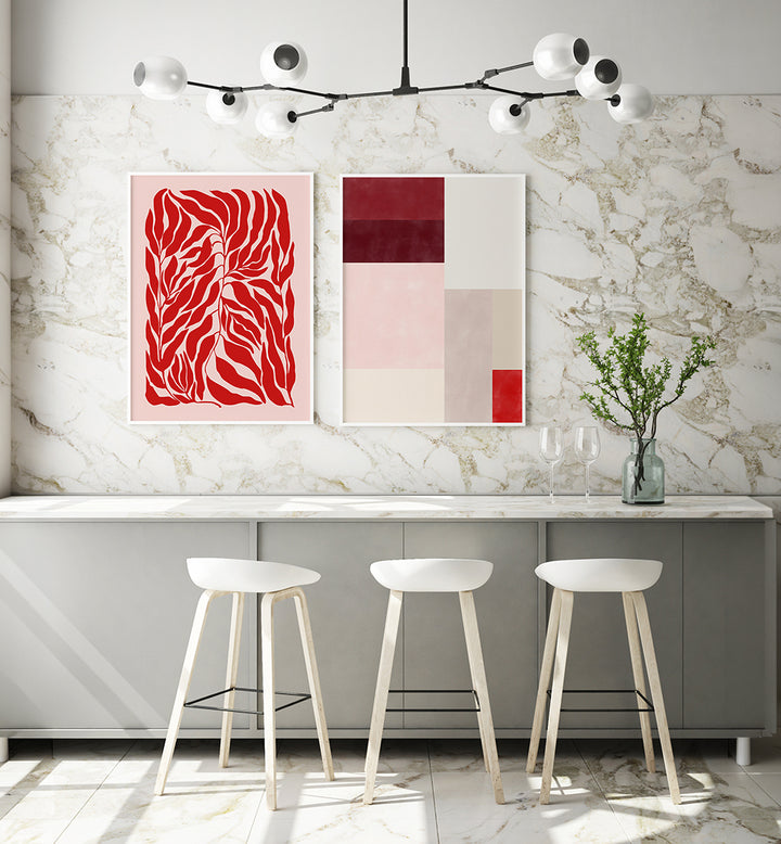 ABSTRACT BOTANICA , SET OF 2 PAINTINGS