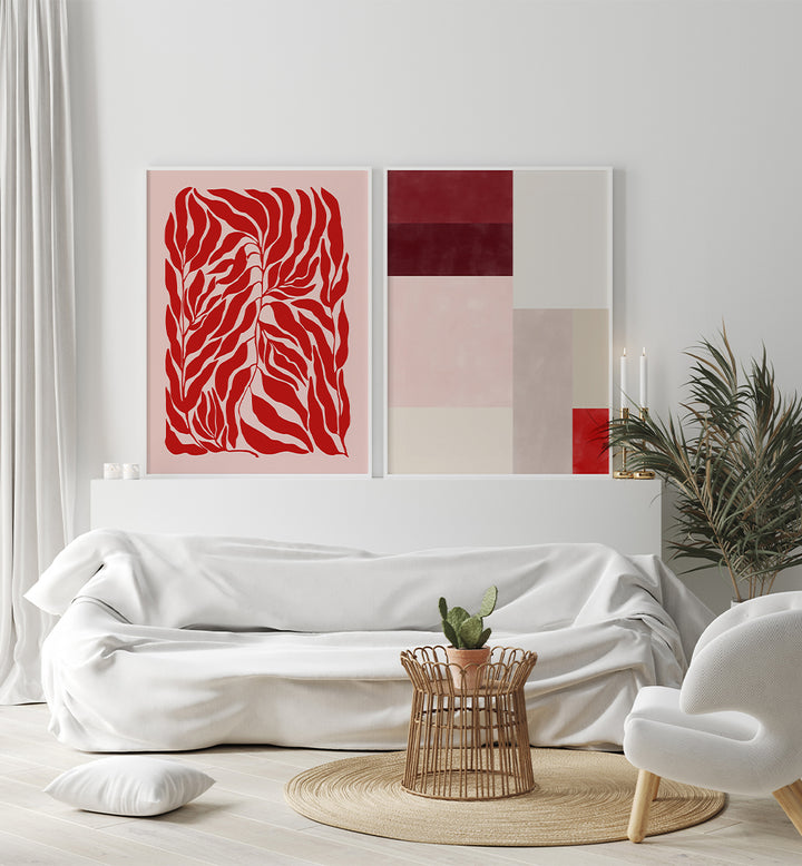 ABSTRACT BOTANICA , SET OF 2 PAINTINGS