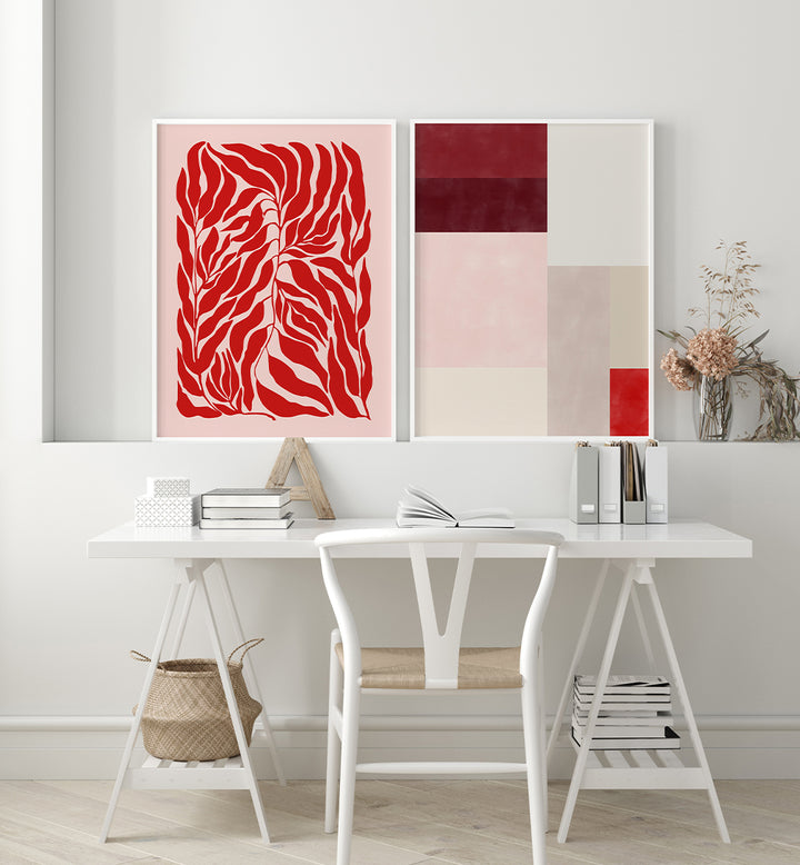 ABSTRACT BOTANICA , SET OF 2 PAINTINGS