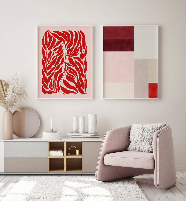 ABSTRACT BOTANICA , SET OF 2 PAINTINGS