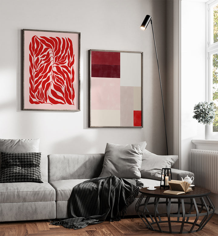 ABSTRACT BOTANICA , SET OF 2 PAINTINGS