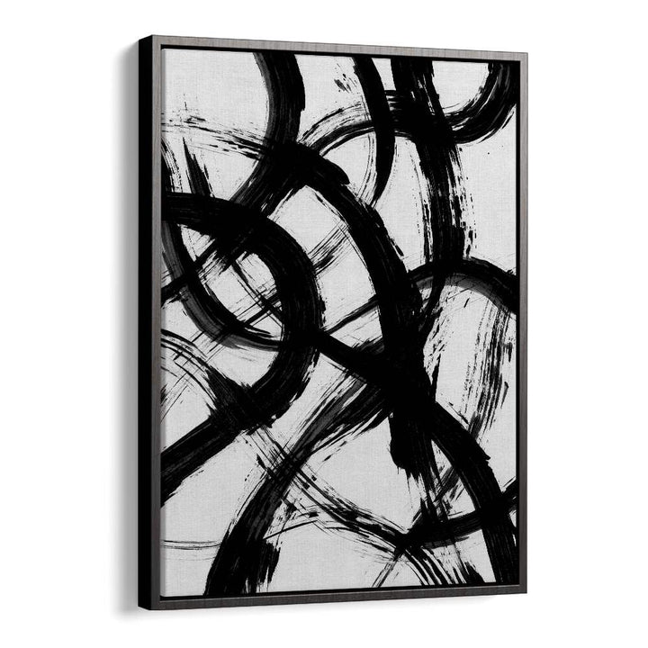 Abstract Brush B&w Strokes By Mareike Bohmer Abstract Art Artwork in Black Floater Frame
