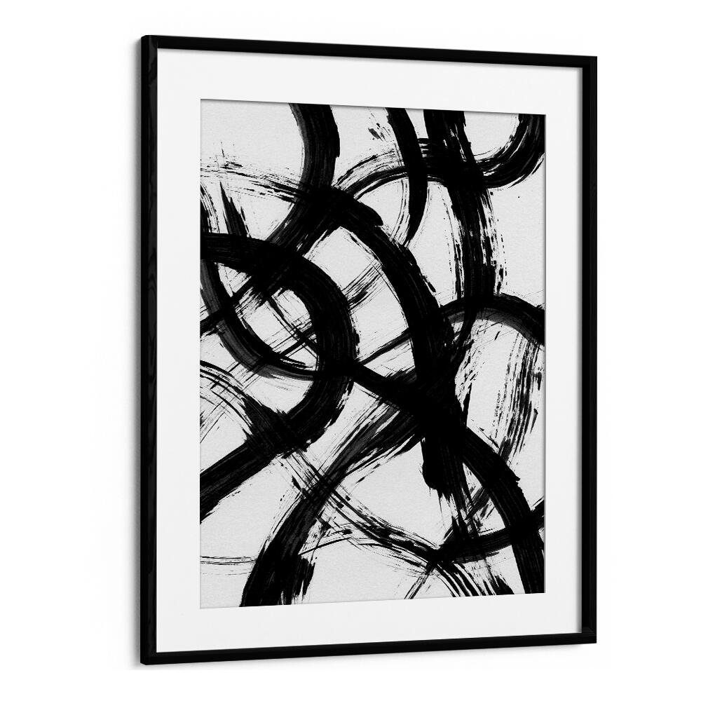 Abstract Brush B&w Strokes By Mareike Bohmer Abstract Art Artwork in Black Frame With Mount
