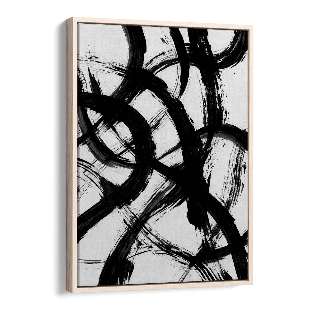 Abstract Brush B&w Strokes By Mareike Bohmer Abstract Art Artwork in Oak Wood Floater Frame
