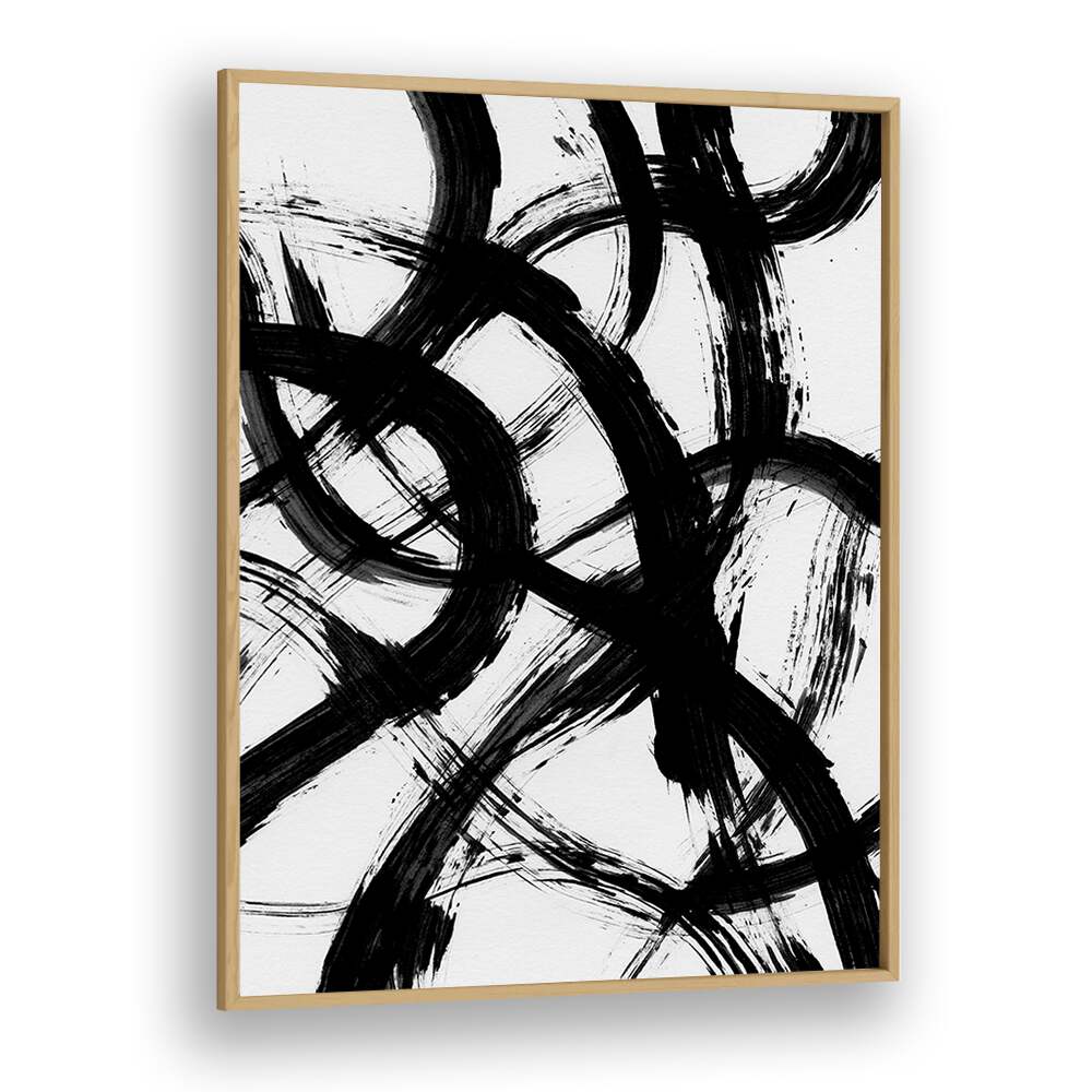 Abstract Brush B&w Strokes By Mareike Bohmer Abstract Art Artwork in Oak Wood Plain Frame
