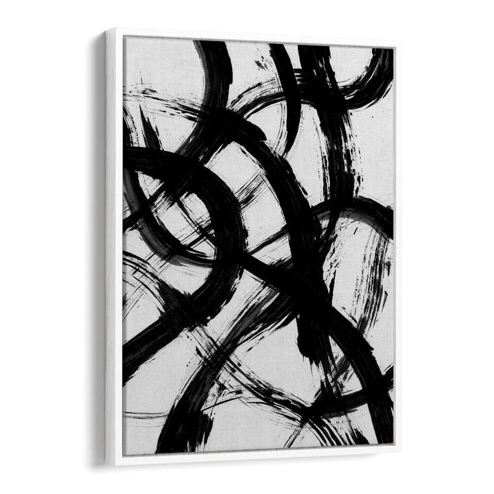 Abstract Brush B&w Strokes By Mareike Bohmer Abstract art painting Artwork in White Floater Frame
