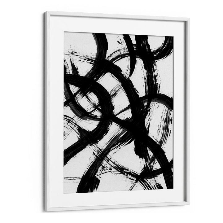 Abstract Brush B&w Strokes By Mareike Bohmer Abstract Art Artwork in White Frame With Mount