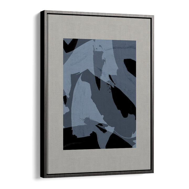 Abstract Brush Strokes Black And Blue By Mareike Bohmer Abstract Art Artwork in Black Floater Frame
