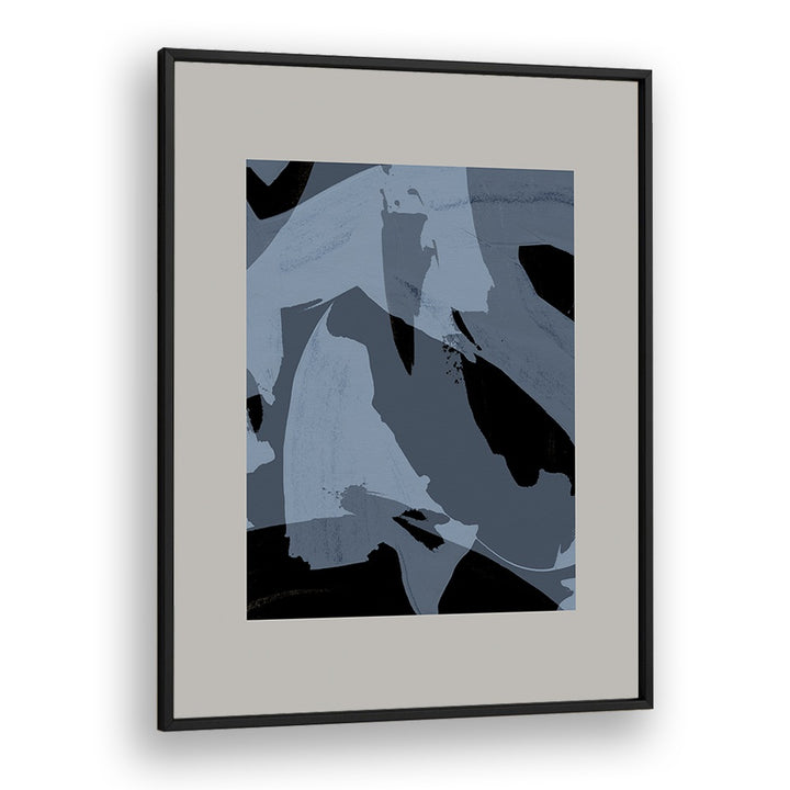 Abstract Brush Strokes Black And Blue By Mareike Bohmer Abstract art Artwork in Black Plain Frame
