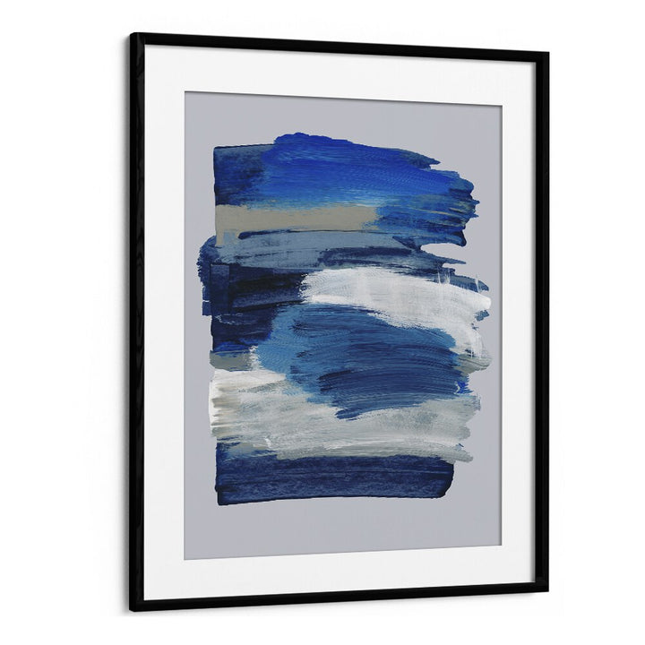 Abstract Brush Strokes Blue Mirage By Mareike Bohmer Abstract Art Artwork in Black Frame With Mount
