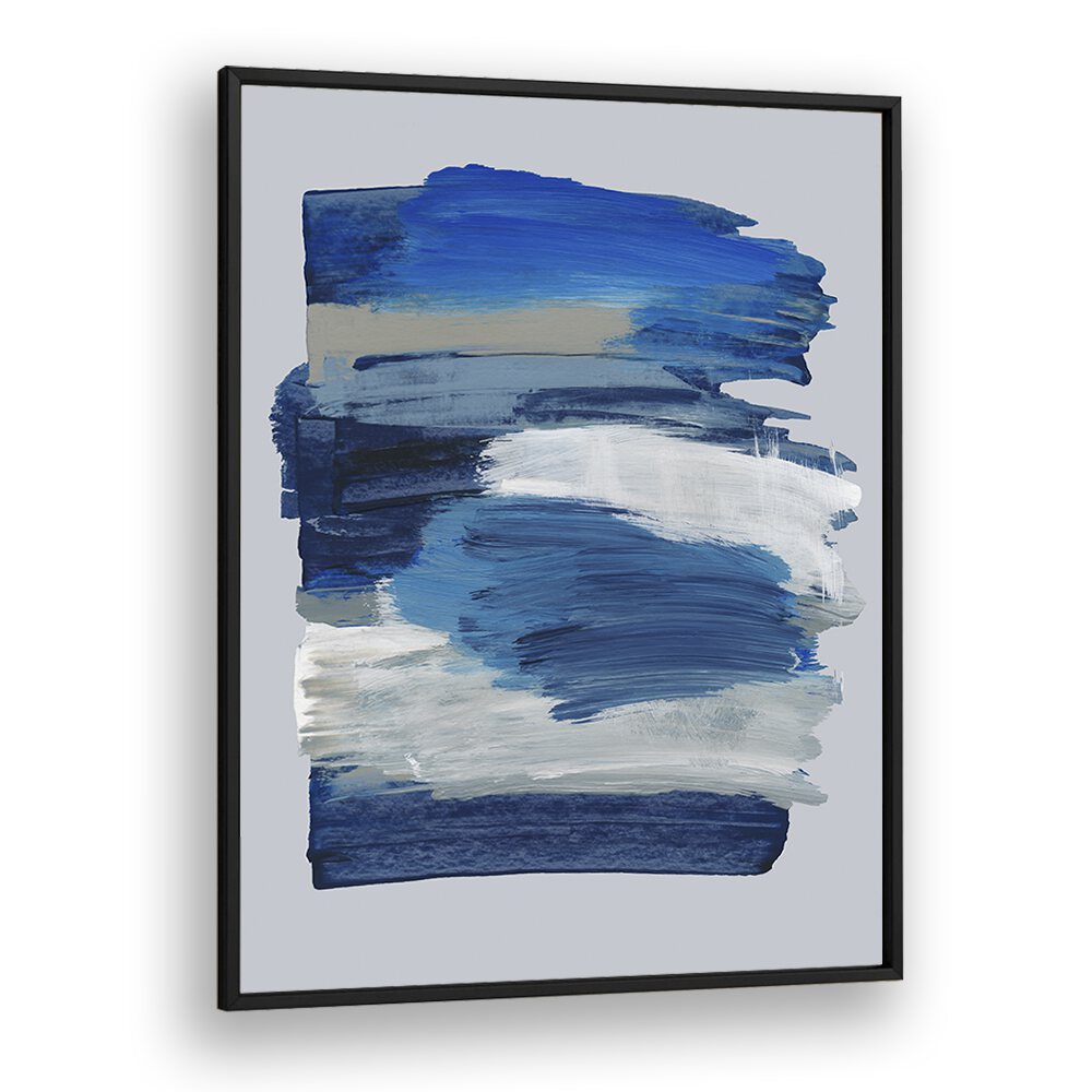 Abstract Brush Strokes Blue Mirage By Mareike Bohmer Abstract art Artwork in Black Plain Frame
