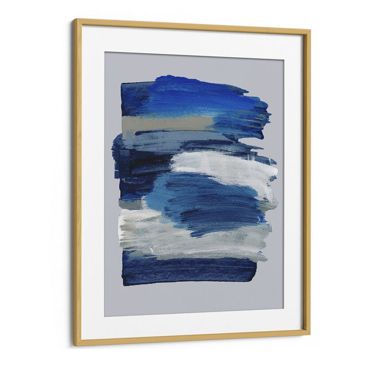 Abstract Brush Strokes Blue Mirage By Mareike Bohmer Abstract Art Artwork in Oak Wood Frame With Mount
