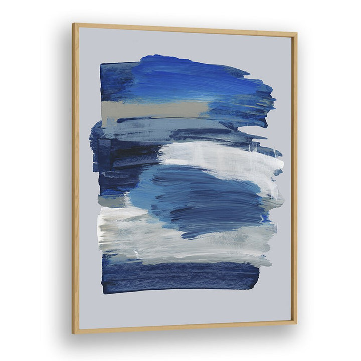 Abstract Brush Strokes Blue Mirage By Mareike Bohmer Abstract Art Artwork in Oak Wood Plain Frame
