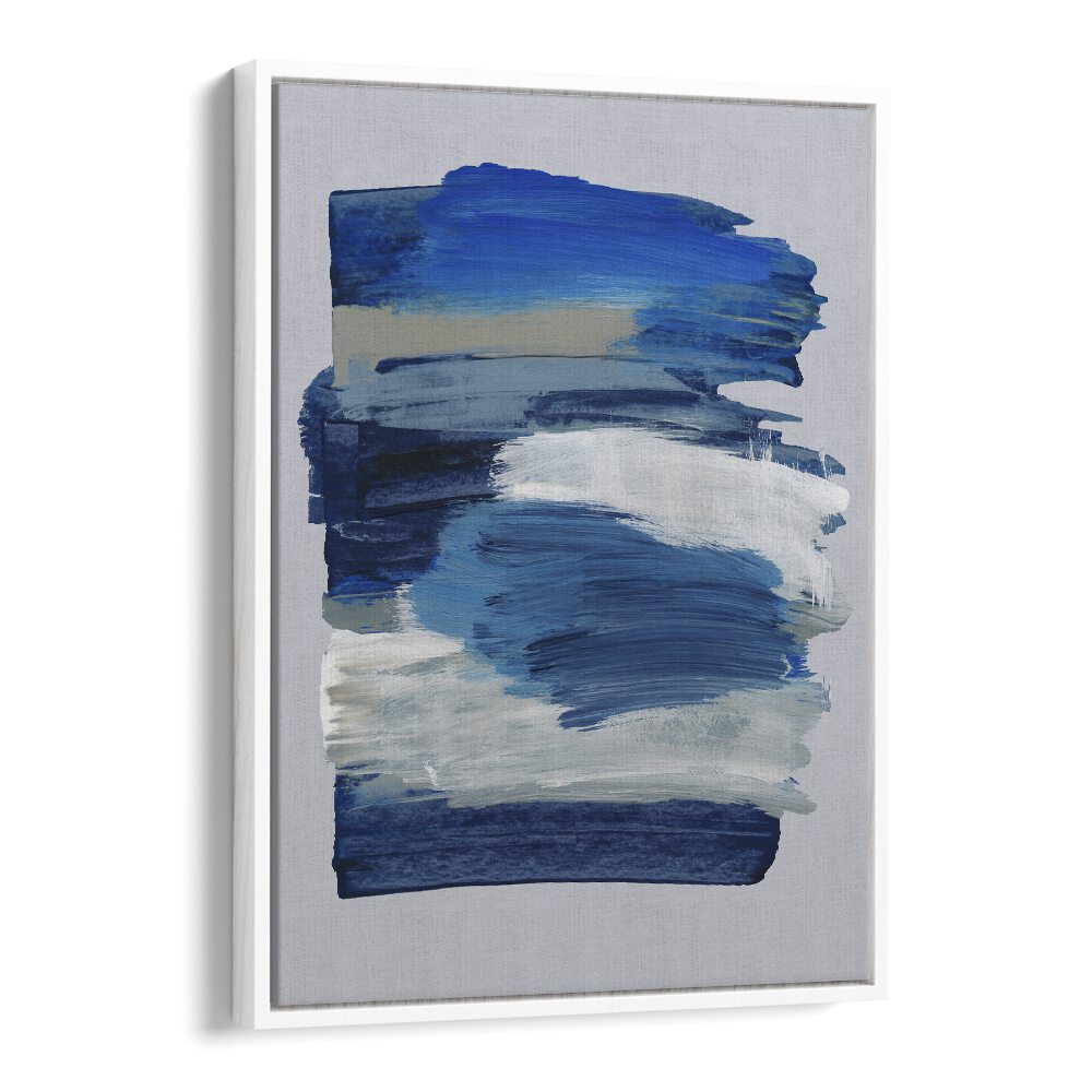 Abstract Brush Strokes Blue Mirage By Mareike Bohmer Abstract art painting Artwork in White Floater Frame
