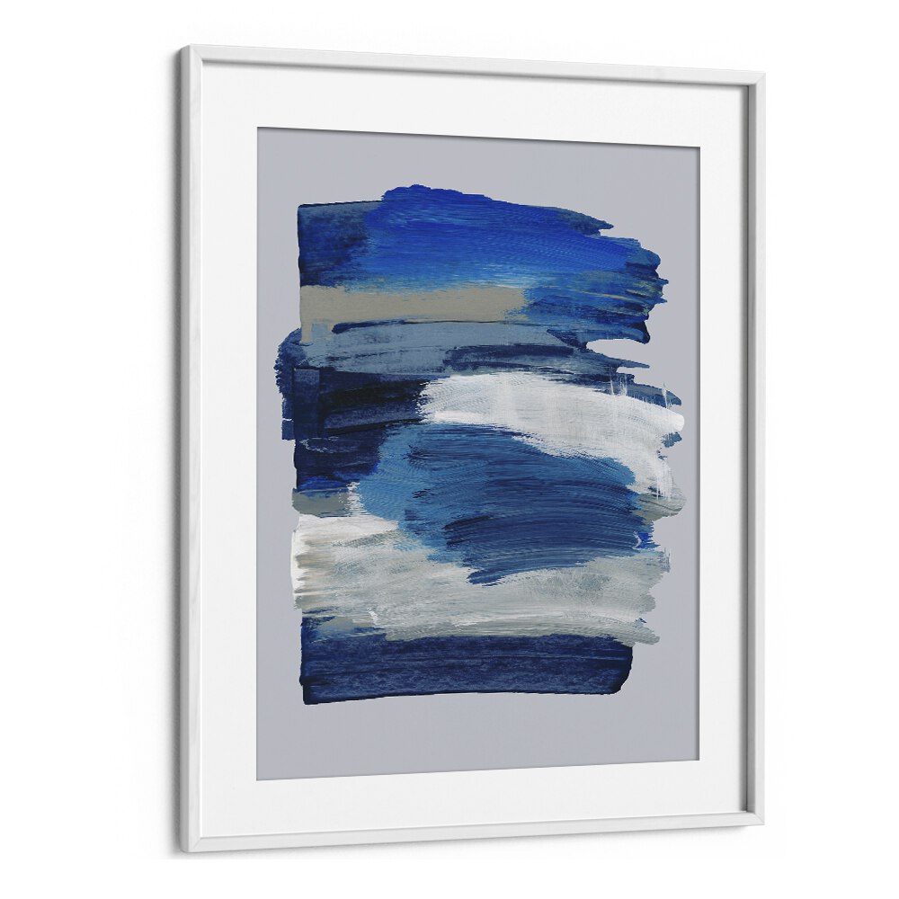 Abstract Brush Strokes Blue Mirage By Mareike Bohmer Abstract Art Artwork in White Frame With Mount