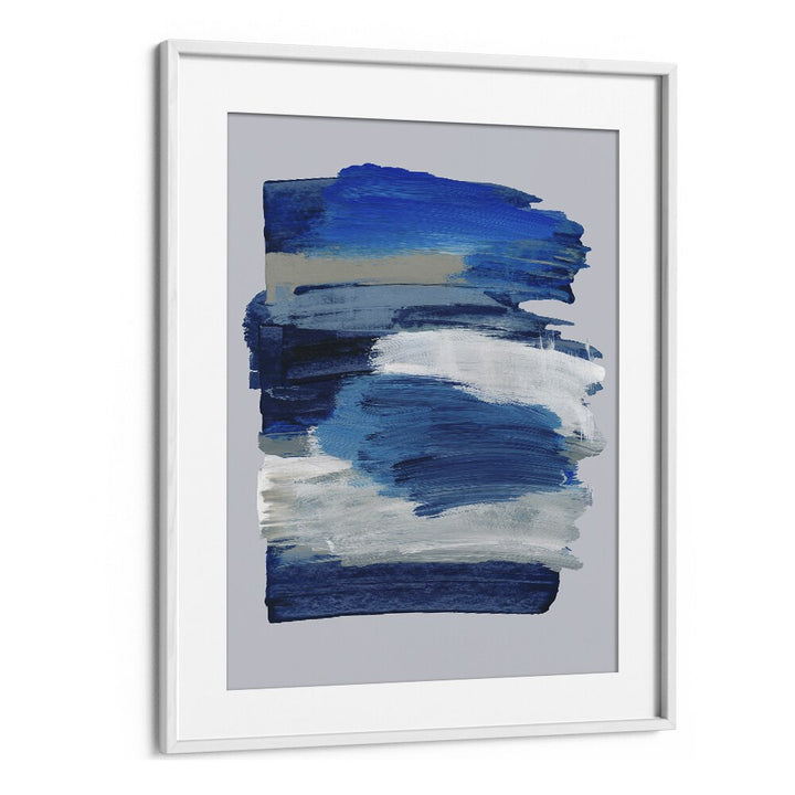 Abstract Brush Strokes Blue Mirage By Mareike Bohmer Abstract Art Artwork in White Frame With Mount