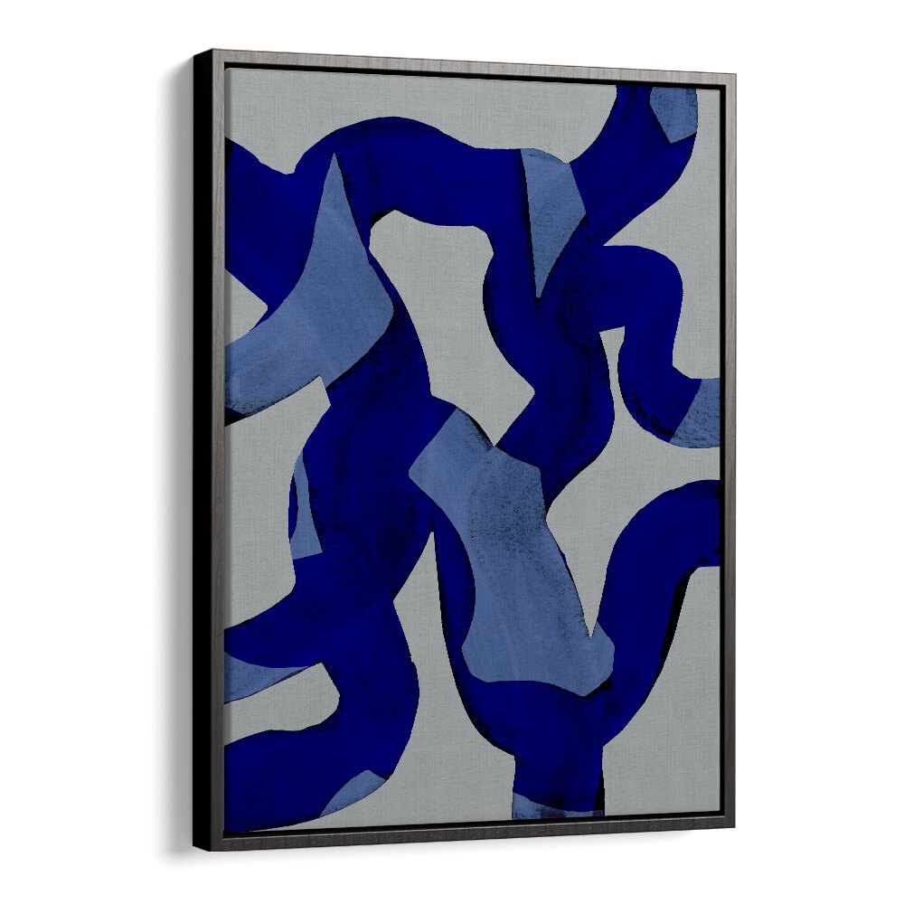 Abstract Brush Strokes Blue Tide By Mareike Bohmer Abstract Art Artwork in Black Floater Frame
