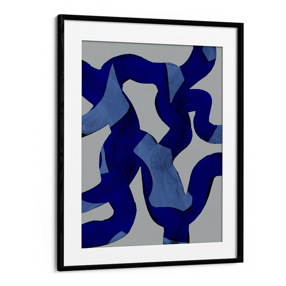 Abstract Brush Strokes Blue Tide By Mareike Bohmer Abstract Art Artwork in Black Frame With Mount
