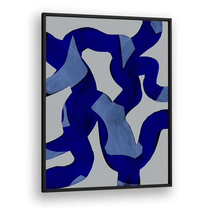 Abstract Brush Strokes Blue Tide By Mareike Bohmer Abstract art Artwork in Black Plain Frame
