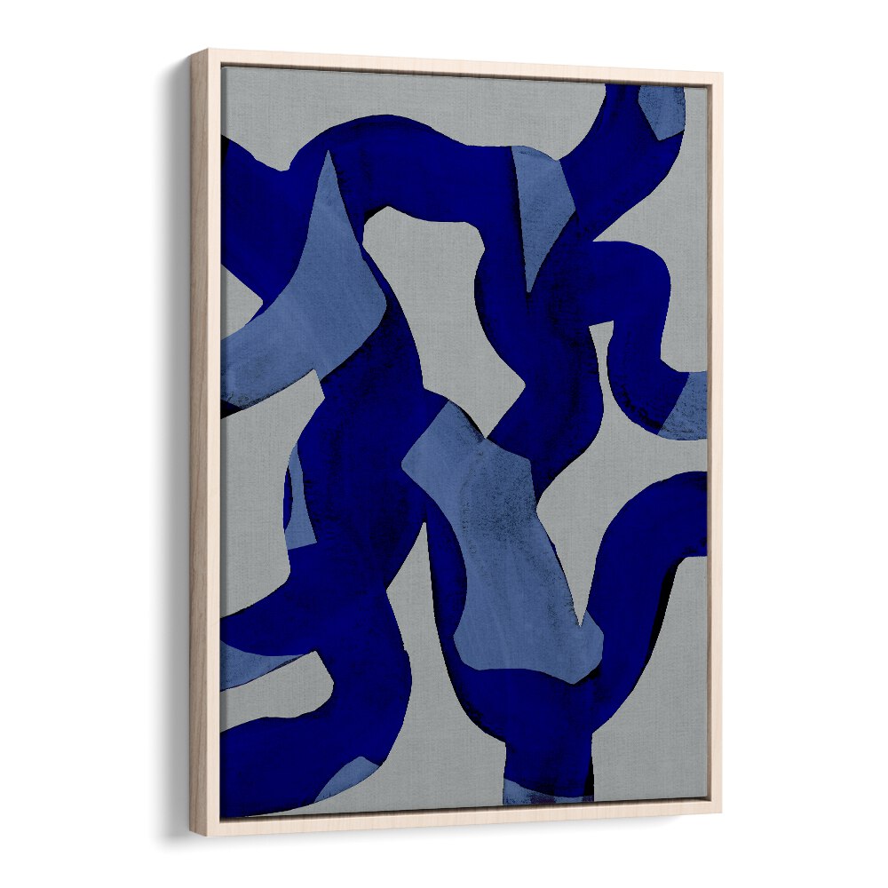 Abstract Brush Strokes Blue Tide By Mareike Bohmer Abstract Art Artwork in Oak Wood Floater Frame
