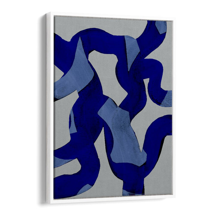 Abstract Brush Strokes Blue Tide By Mareike Bohmer Abstract art painting Artwork in White Floater Frame
