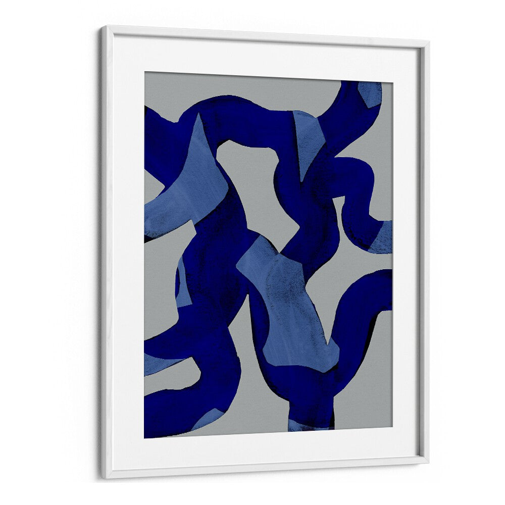 Abstract Brush Strokes Blue Tide By Mareike Bohmer Abstract Art Artwork in White Frame With Mount