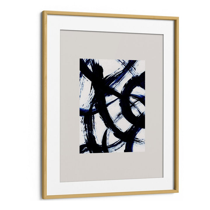 Abstract Brush Strokes Boxed By Mareike Bohmer Abstract Art Artwork in Oak Wood Frame With Mount
