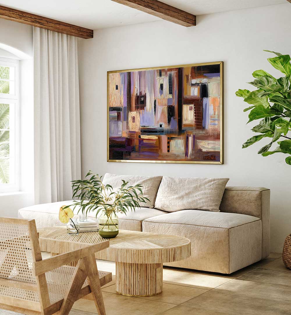 ABSTRACT CITY , MODERN IMPRESSIONISM PAINTINGS