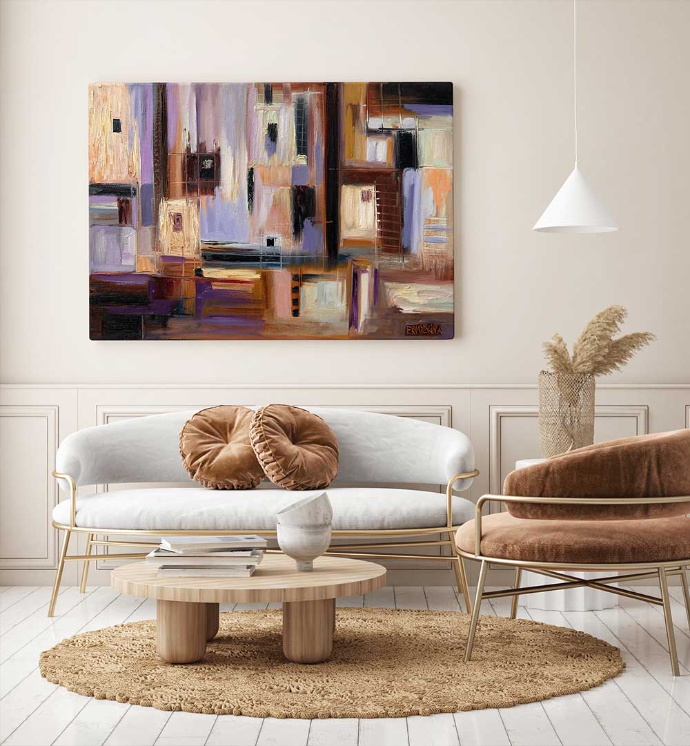 ABSTRACT CITY , MODERN IMPRESSIONISM PAINTINGS
