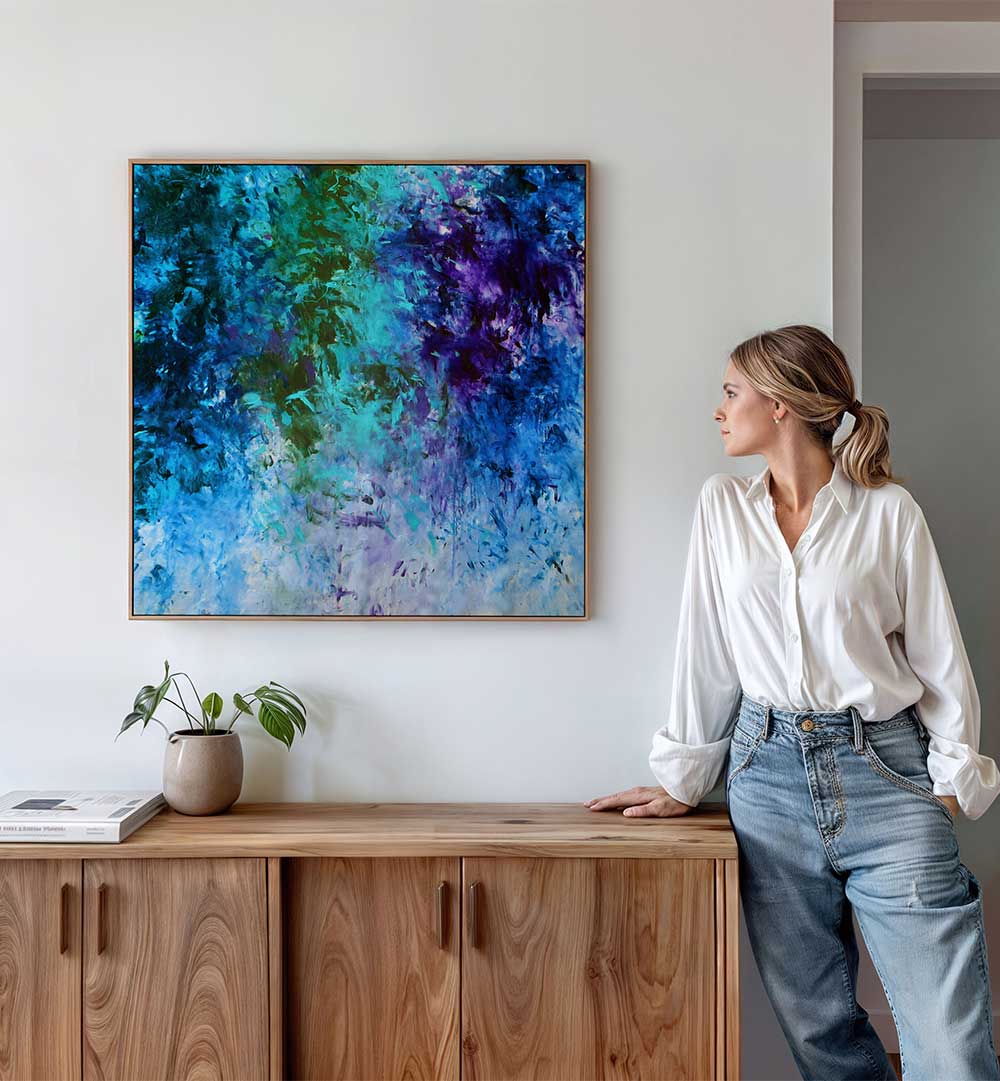 Vibrant ABSTRACT DESIGN II, ABSTRACT PAINTINGS piece enhances modern decor with captivating colors and dynamic strokes.