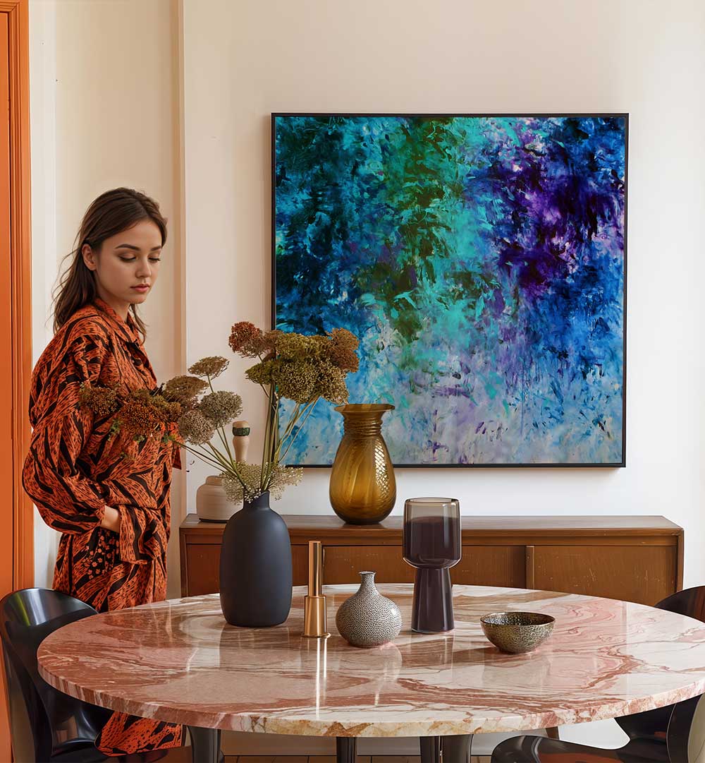 Elevate your home with ABSTRACT DESIGN II, ABSTRACT PAINTINGS, featuring vibrant colors and dynamic brush strokes.