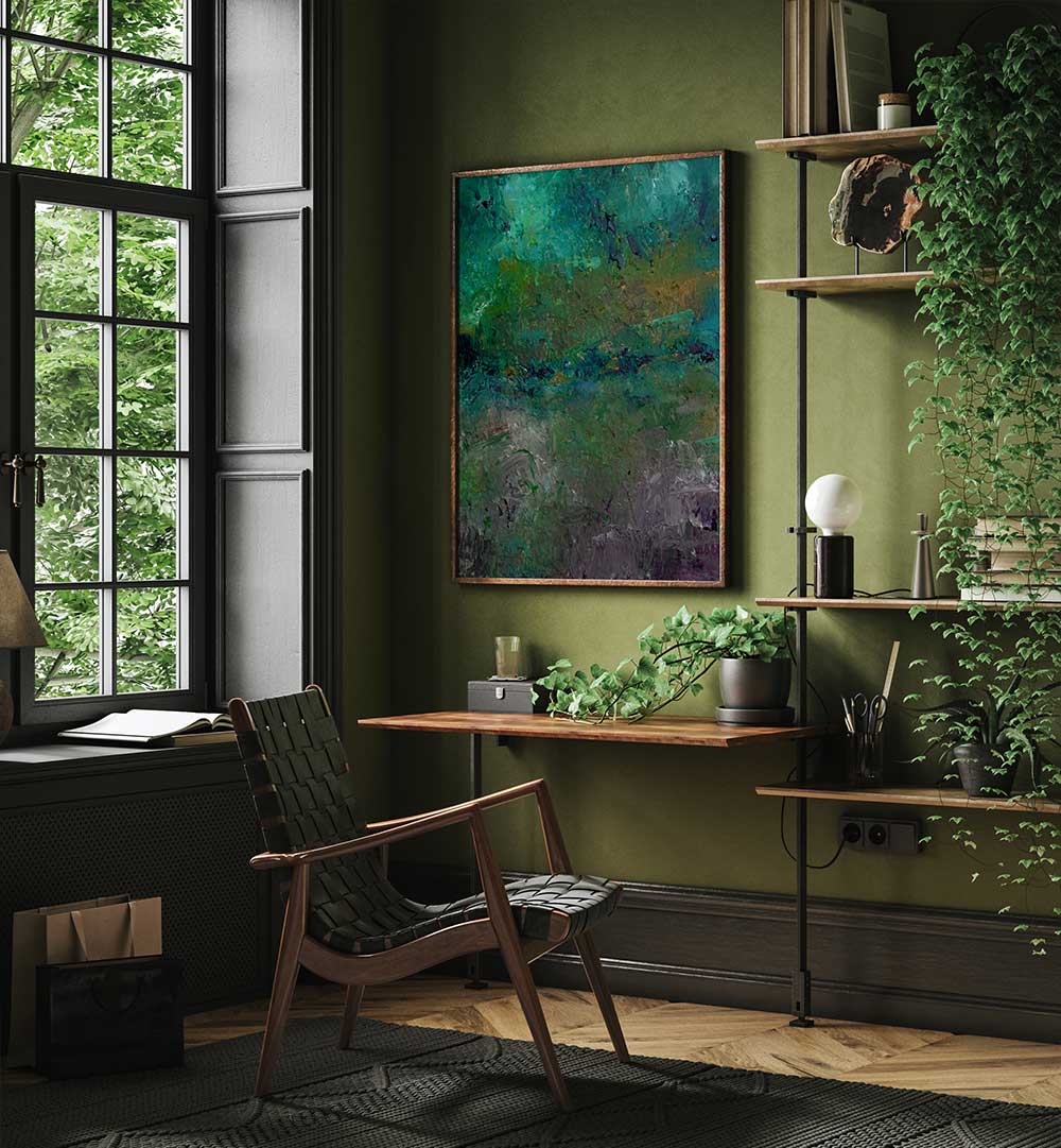 Elegant living space showcasing ABSTRACTION DESIGN XIII, ABSTRACT PAINTINGS, enhancing modern artistry and sophistication.