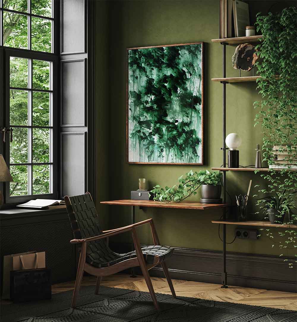 Elegant interior featuring ABSTRACT DESIGN VIII, a stunning piece of abstract paintings that enhances modern spaces.