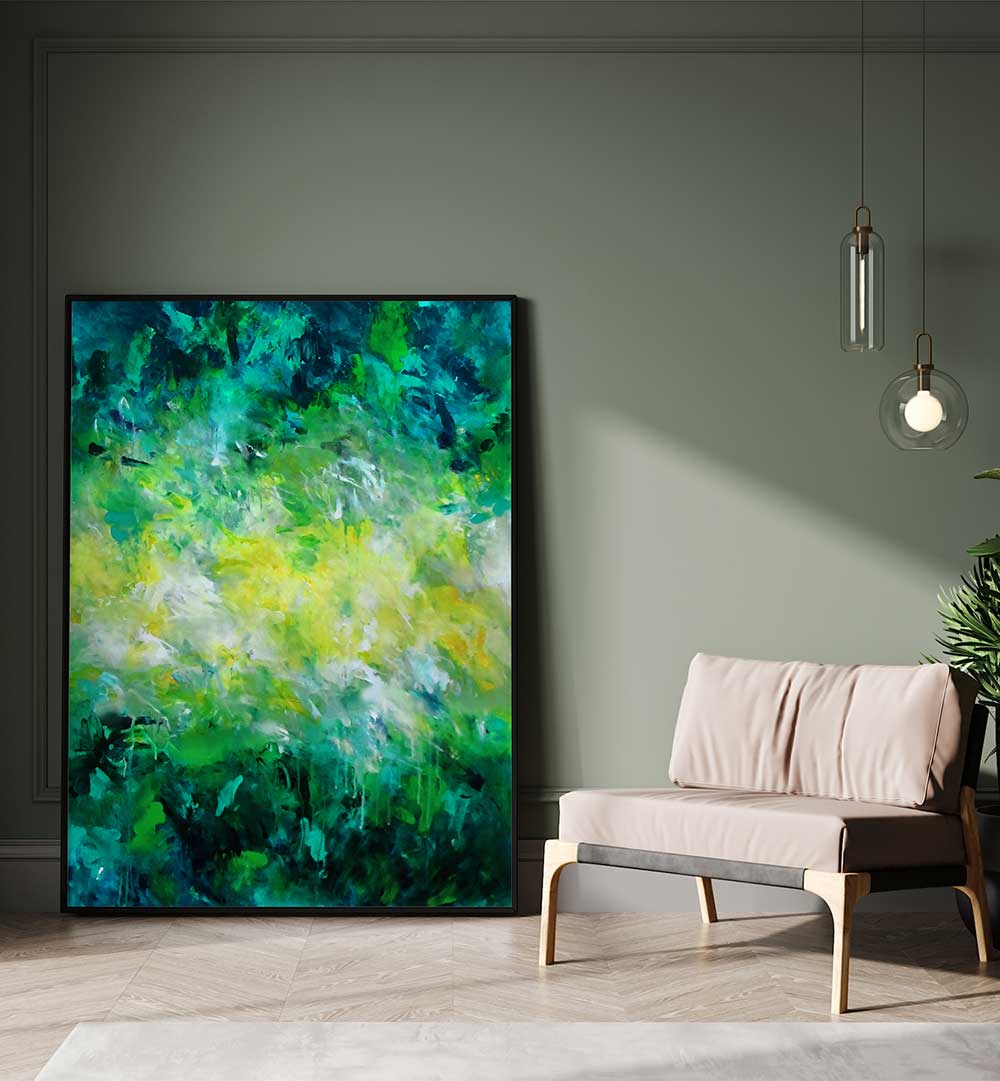Vibrant ABSTRACTION DESIGN VIII, ABSTRACT PAINTINGS enhancing modern décor with unique textures and colors.