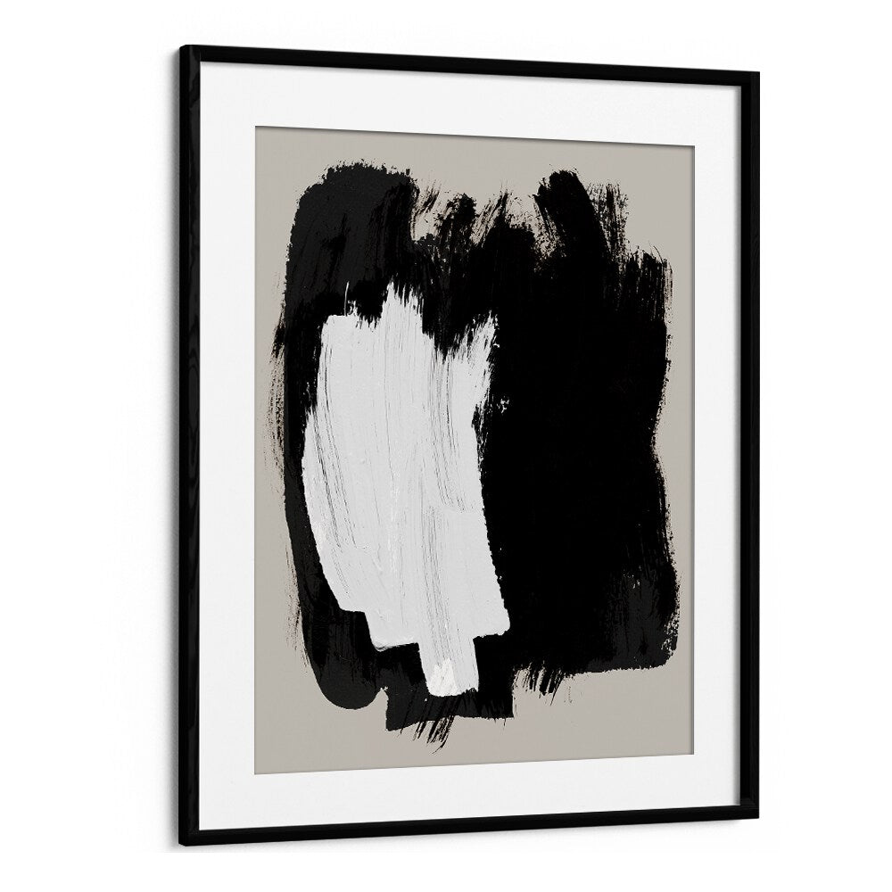 Abstract Echoes In Black Brush Strokes By Mareike Bohmer Abstract Art Artwork in Black Frame With Mount
