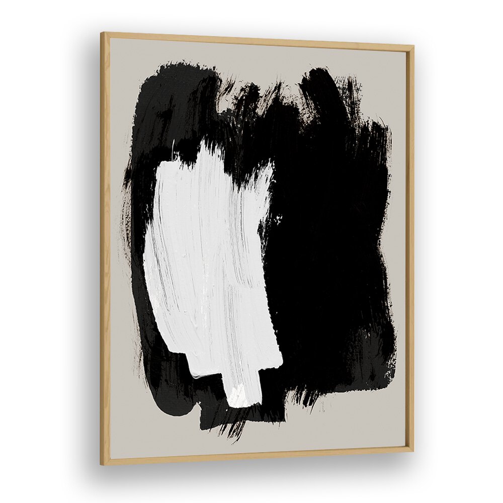 Abstract Echoes In Black Brush Strokes By Mareike Bohmer Abstract Art Artwork in Oak Wood Plain Frame
