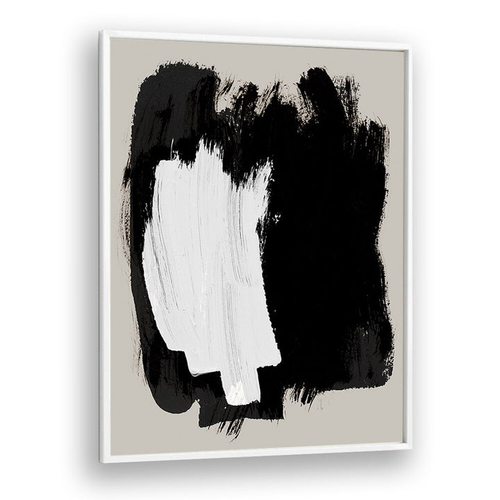 Abstract Echoes In Black Brush Strokes By Mareike Bohmer Abstract art Artwork in White Plain Frame
