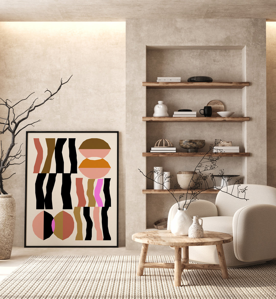 Abstract Geometric Composition I Geometric Art Artwork Placed on a wall In A Living Room 