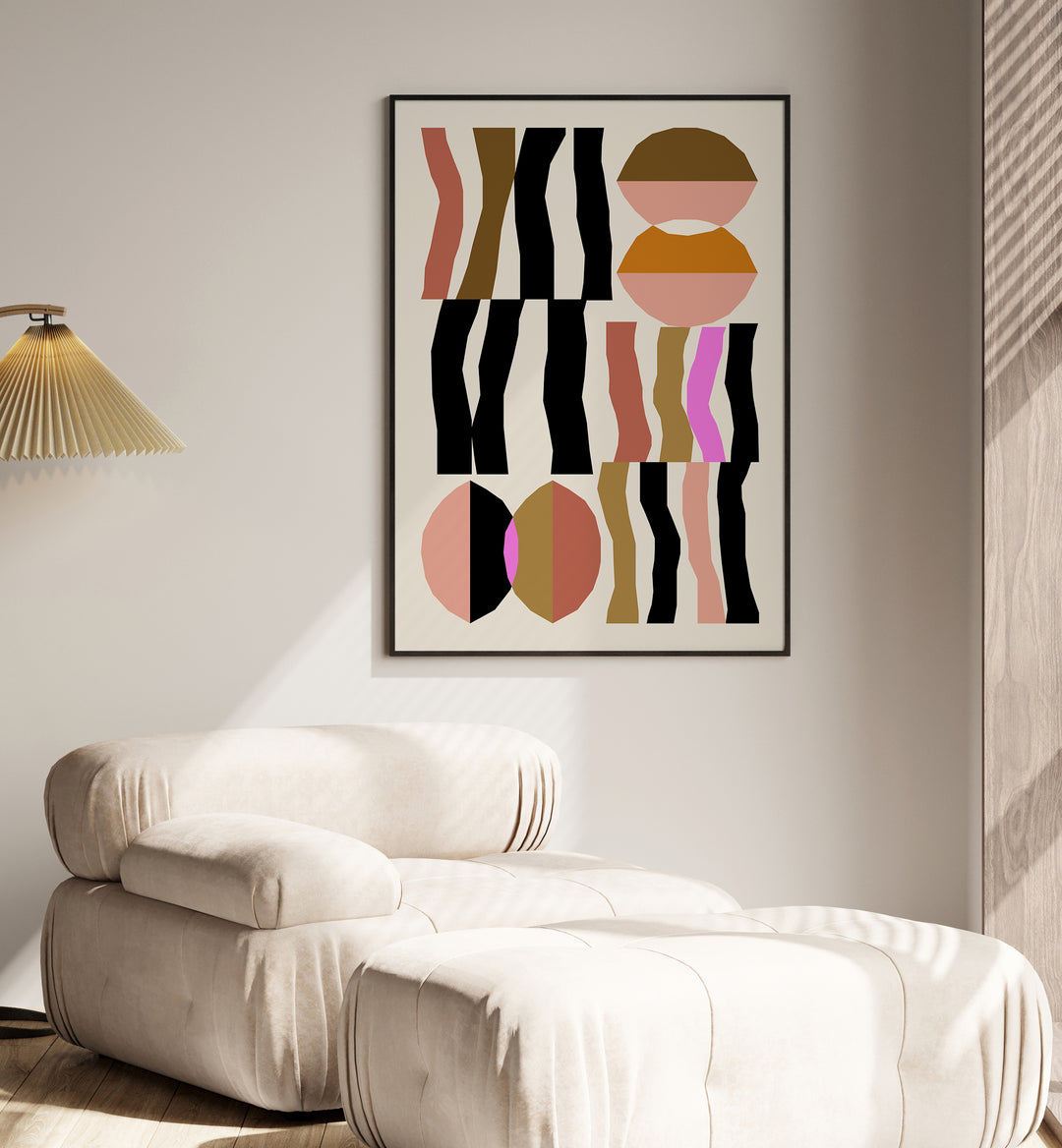 Abstract Geometric Composition I Geometric Art Artwork Placed on a wall In A Living Room 