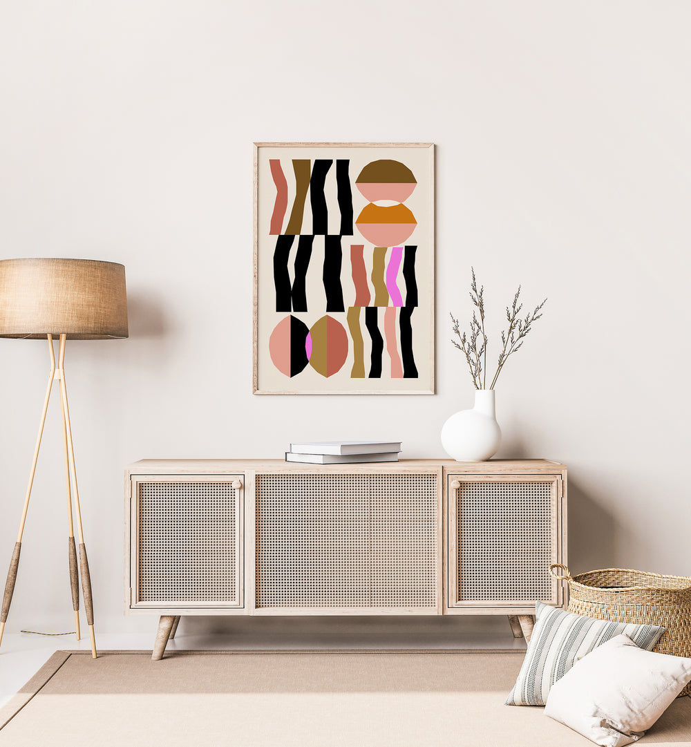 Abstract Geometric Composition I Geometric Art Artwork Placed on a wall In A Living Room 