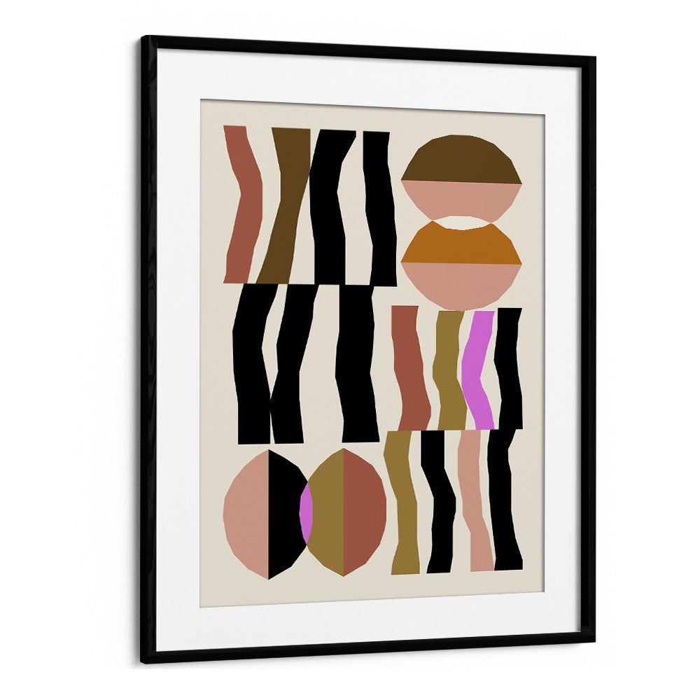 Abstract Geometric Composition I Geometric Art Artwork in Black Frame With Mount