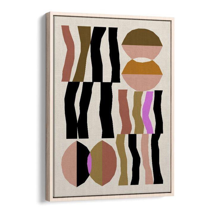 Abstract Geometric Composition I Geometric Art Artwork in Oak Wood Floater Frame