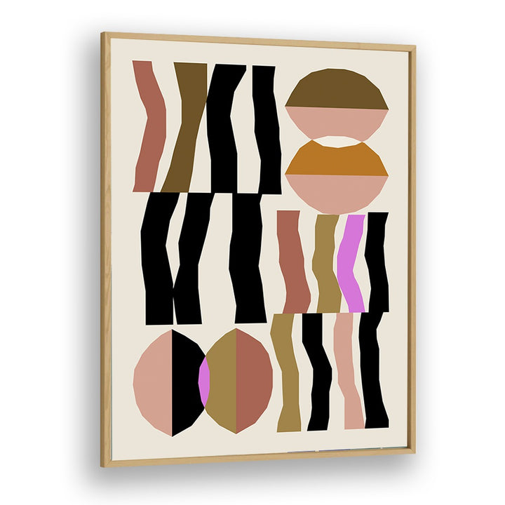 Abstract Geometric Composition I Geometric Art Artwork in Oak Wood Plain Frame