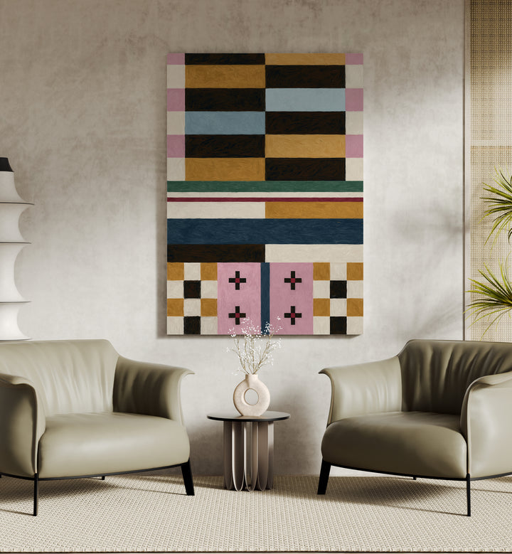 Abstract Geometric Composition II Geometric Art Artwork Placed on a wall In A Living Room 