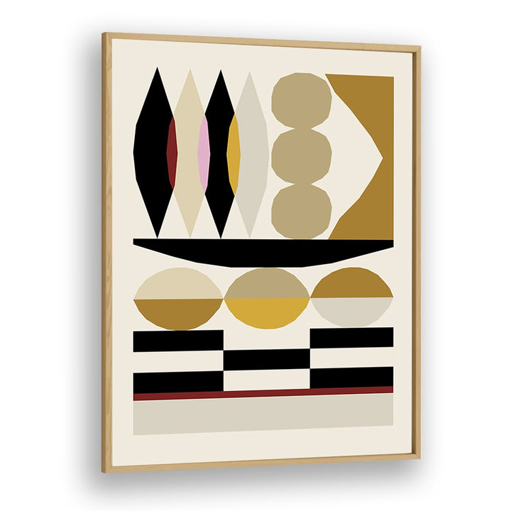 Abstract Geometric Composition III Geometric Art Artwork in Oak Wood Plain Frame