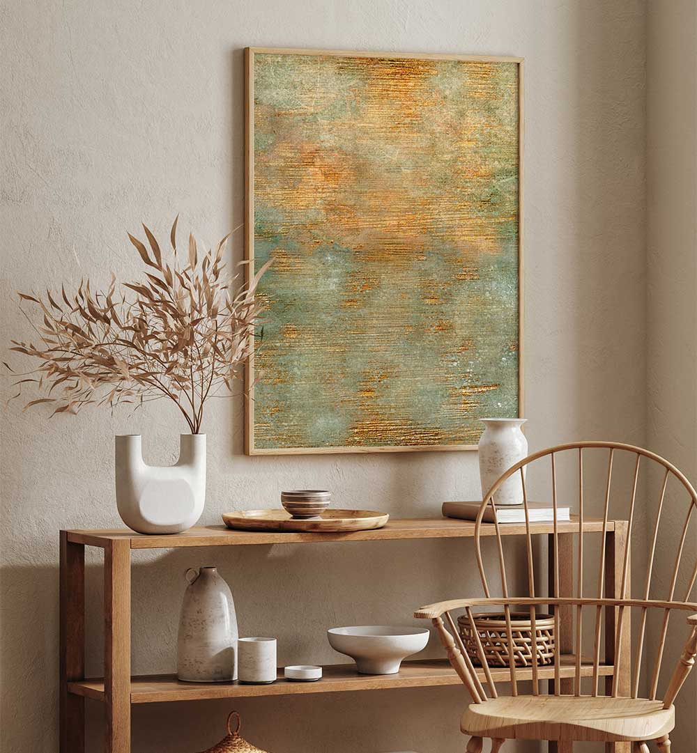 ABSTRACT GREEN GOLD ART , ABSTRACT PAINTINGS