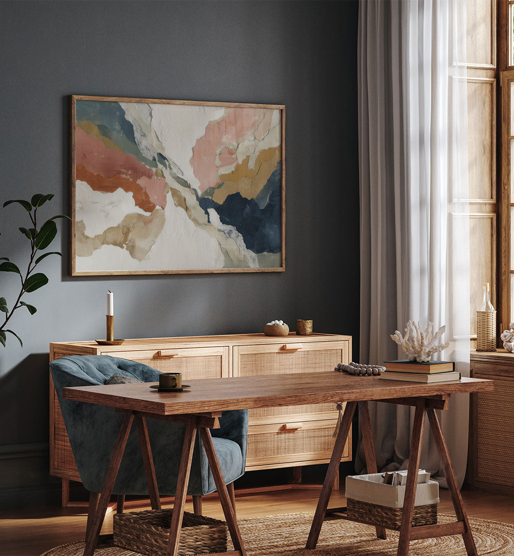ABSTRACT NAVY AND CORAL FLOW