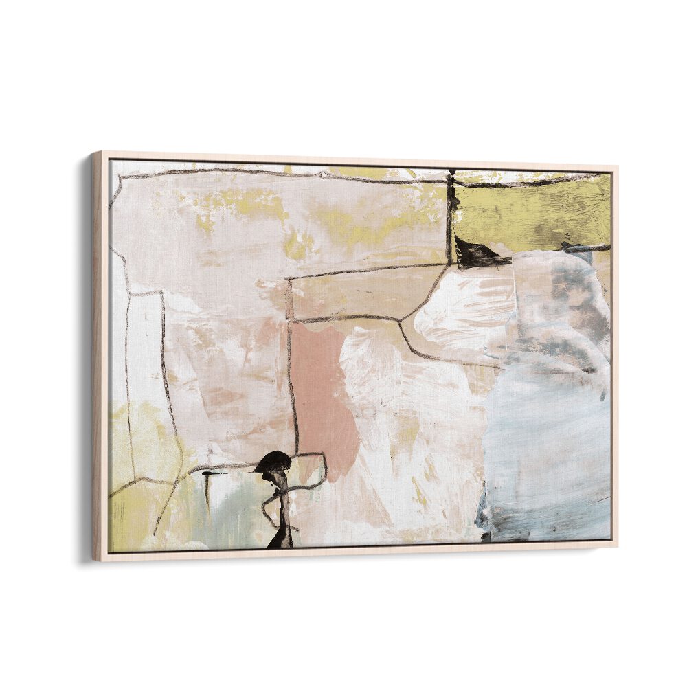 Abstract Pastels By Dan Hob day Abstract ArtArtwork in Oak Wood Floater Frame