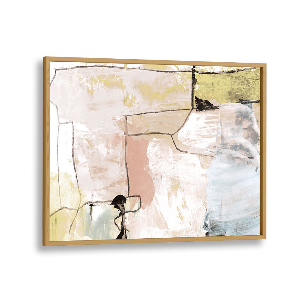 Abstract Pastels By Dan Hob day Abstract Art Artwork in Oak Wood Plain Frame
