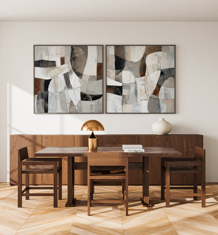 ABSTRACT TRACES , SET OF 2 PAINTINGS